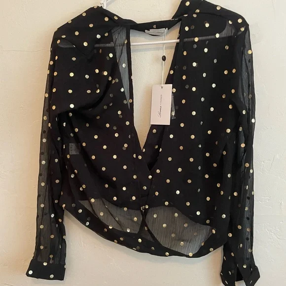Lovers + Friends Whisper Top in Gold Dot - Picture 8 of 9